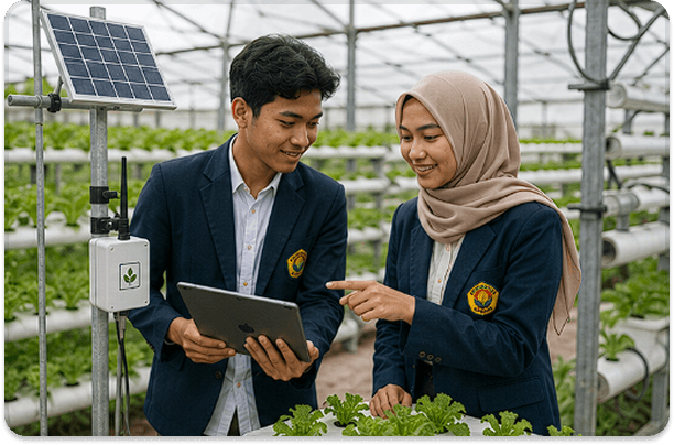 Praktek lapangan dengan panel surya